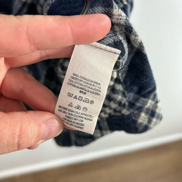 Free People Navy Blue Plaid Nordic Day Tie Hem Button Front Shirt Size Small - Picture 4 of 8